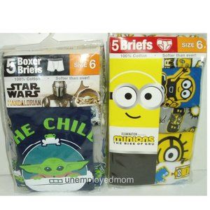 Yoda Star Wars Minions Boxer Briefs Underwear Boys 10 Pair Lot Undies BTS